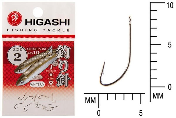 Картинка Крючок Higashi Akitakitsune ringed №2 White UV от магазина Главный Рыболовный